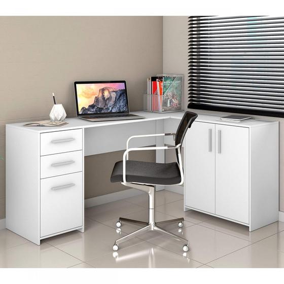Mesa de Escritório em L 2 Gavetas 3 Portas Office Nt 2005 Menor preço em Mesa de Escritório em L 2 Gavetas 3 Portas Office Nt 2005