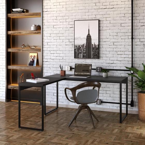 Mesa De Escritório Em L Estilo Industrial 1,50x1,50m Kuadra Menor preço em Mesa De Escritório Em L Estilo Industrial 1,50x1,50m Kuadra