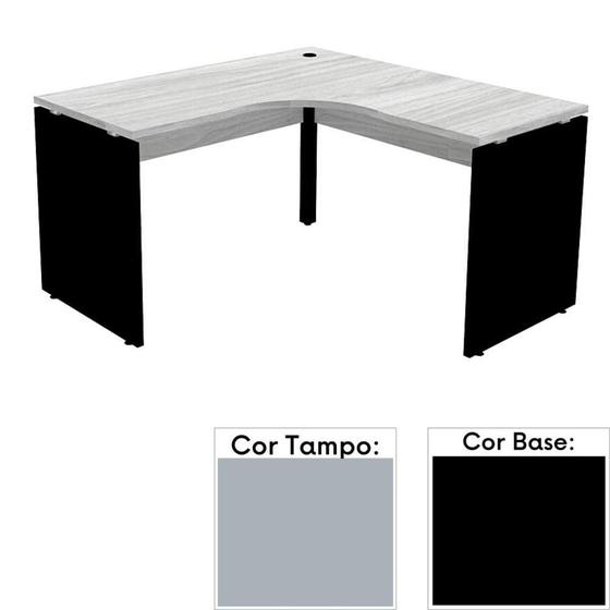 Imagem de Mesa de Escritório em L Pé Painel PE25 em MDP 125 x 125 x 60 cm Cinza com Base Preta