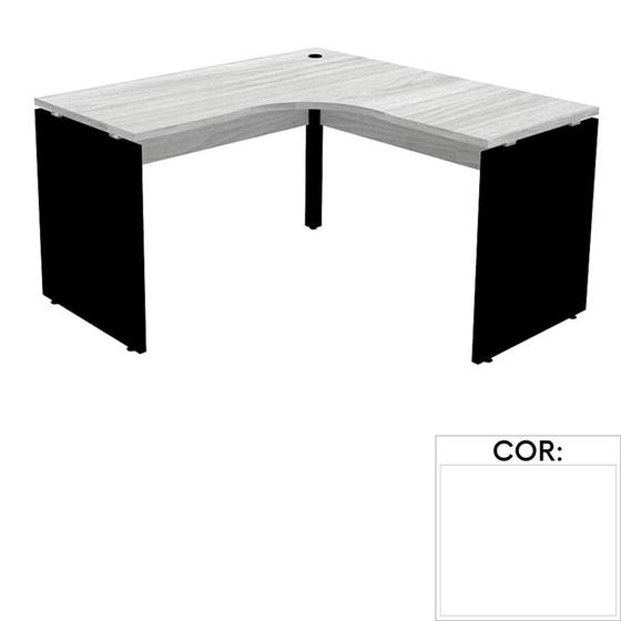 Imagem de Mesa de Escritório em L Pé Painel PE25 em MDP 135 x 135 x 60 cm Branca com Base Branca