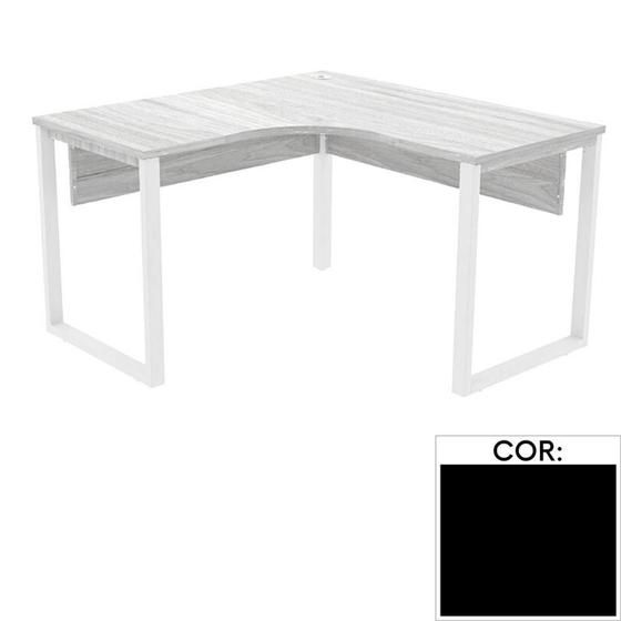 Imagem de Mesa de Escritório em L Pé Tubular PE25 em MDP 145 x 145 x 60 cm Preta com Base Preta