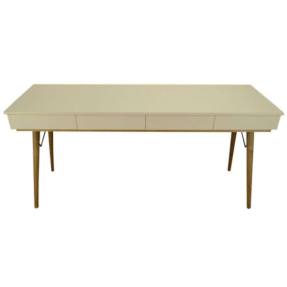 Imagem de Mesa de Escritório Escrivaninha Madeira MDF Pés Palito 4 Gavetas 78x160x50cm