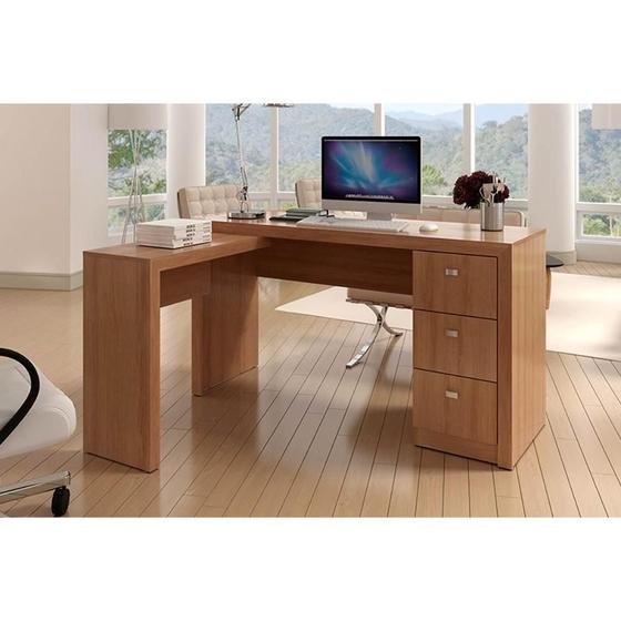 Imagem de Mesa de Escritório ME4101 c/ 3 Gavetas Amêndoa - Tecno Mobili