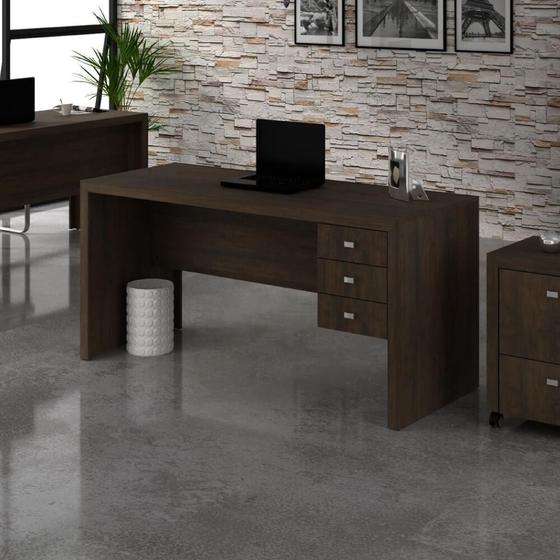 Imagem de Mesa de Escritório ME4113 com 3 Gavetas - Rústico