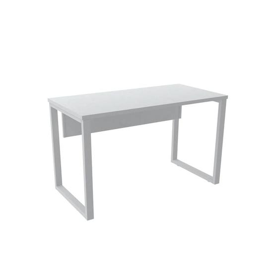 Imagem de Mesa de Escritório Pé Tubular PE25 em MDP 150 x 60 cm Branca com Base Branca