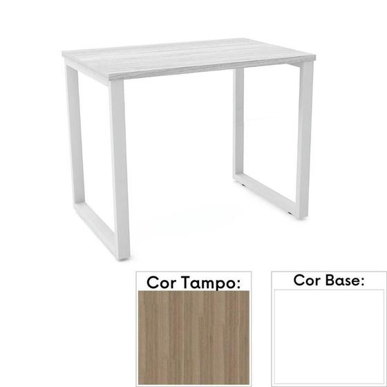 Imagem de Mesa de Escritório Pé Tubular PE25 em MDP 90 x 45 cm Cor Noce Naturalle e Base Branca