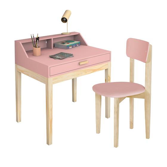 Imagem de Mesa de Estudo Com Cadeira Para Criança Cor Rosa