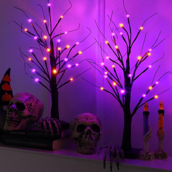 Imagem de Mesa de Halloween Efunly - Pacote com 2 Unidades de 24 Polegadas - Design Spooky Tree