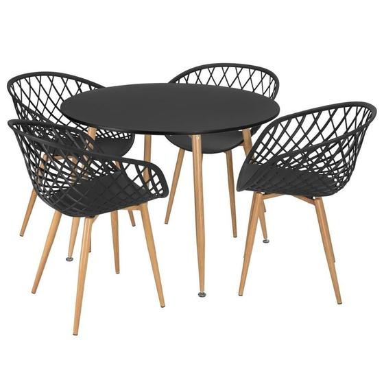 Imagem de Mesa De Jantar 100Cm Preto + 4 Cadeiras Clarice Nest Preto