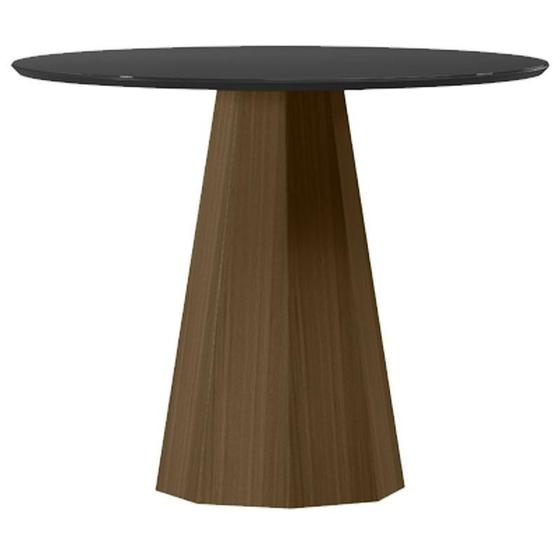 Imagem de Mesa de Jantar 100x100 cm Isis com Vidro Imbuia Preto  New Ceval