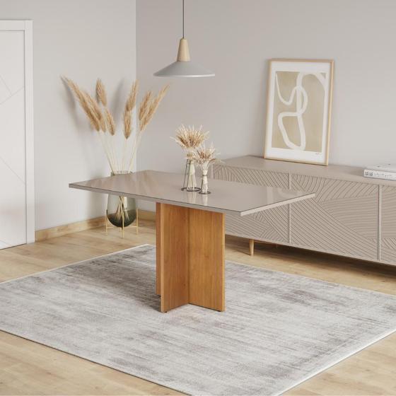 Mesa De Jantar 1 20 X 0 80 Vidro Cinamomo E Off JCM Movelaria mesa-de-jantar-1-20-x-0-80-vidro-cinamomo-e-off-jcm-movelaria