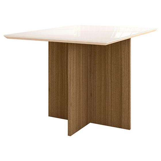 Imagem de Mesa de Jantar 120cm Helo com Vidro Carvalho Off White  Poliman