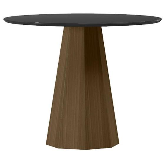 Imagem de Mesa de Jantar 120x120 cm Isis com Vidro Imbuia Preto  New Ceval