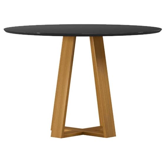 Imagem de Mesa de Jantar 120x120 cm Vitória com Vidro Ype Preto  New Ceval