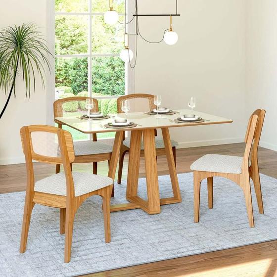 Imagem de Mesa de Jantar 135cm com 4 Cadeiras Dalla Costa 100%MDF