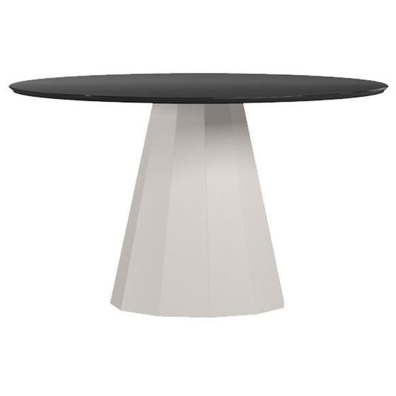 Imagem de Mesa de Jantar 135x135 cm Isis com Vidro Off White Preto  New Ceval