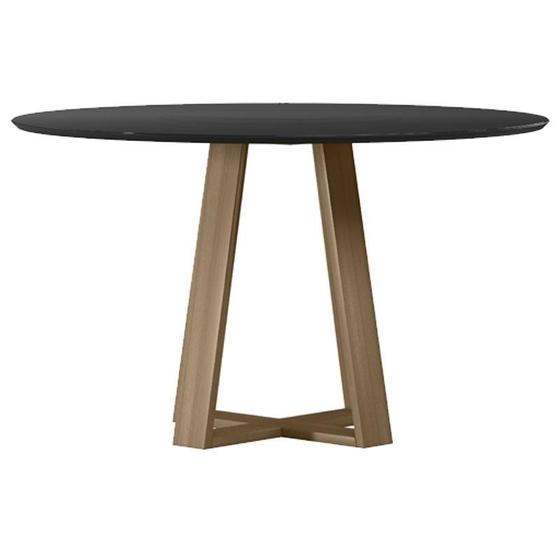 Imagem de Mesa de Jantar 135x135 cm Vitória com Vidro Amendoa Preto  New Ceval
