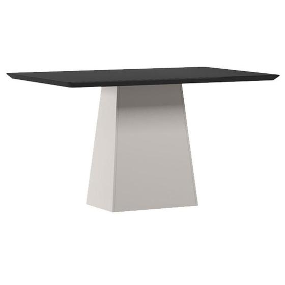 Imagem de Mesa de Jantar 135x90 cm Barbara com Vidro Off White Preto  New Ceval