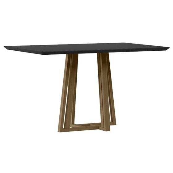 Imagem de Mesa de Jantar 135x90 cm Sarah com Vidro Amêndoa Preto  New Ceval