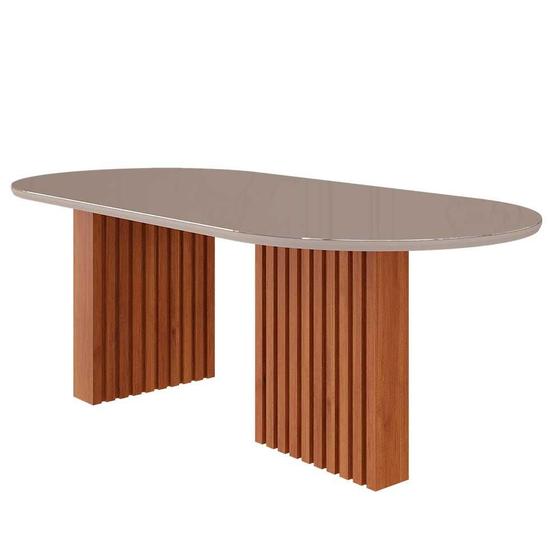 Imagem de Mesa de Jantar 210cm Oval Ester Cimol Cinamomo/Off White