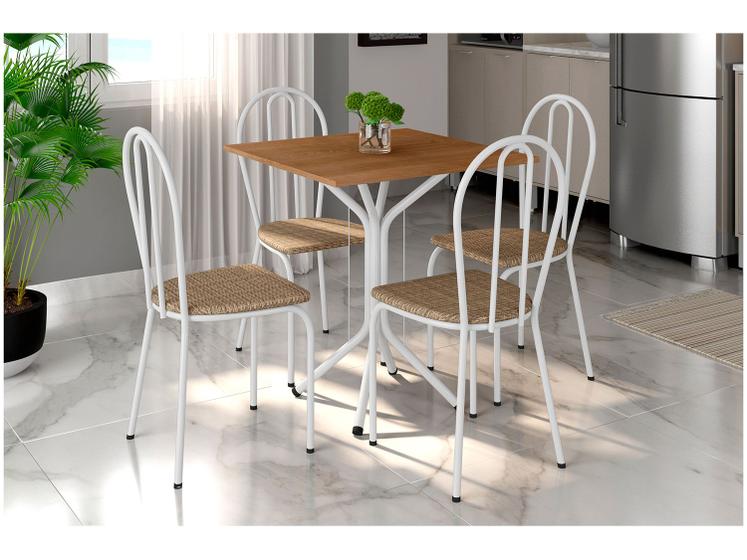 Imagem de Mesa de Jantar 4 Cadeiras Quadrada Branca Artefamol America Thais