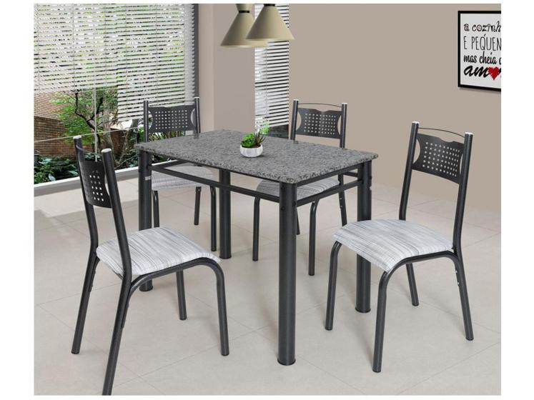 Imagem de Mesa de Jantar 4 Cadeiras Retangular Aço Tampo Granito Poeme Ciplafe