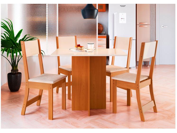 Imagem de Mesa de Jantar 4 Cadeiras Retangular Tecido Linho Indekes Talita