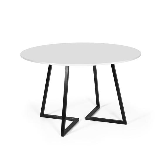 Imagem de Mesa de Jantar 4 Lugares 120cm Redonda Industrial Rigo Branca - Straub Web