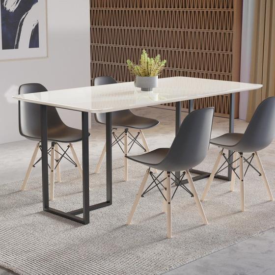 Imagem de Mesa de Jantar 4 Lugares 135cm Tampo Vidro/MDF Atena