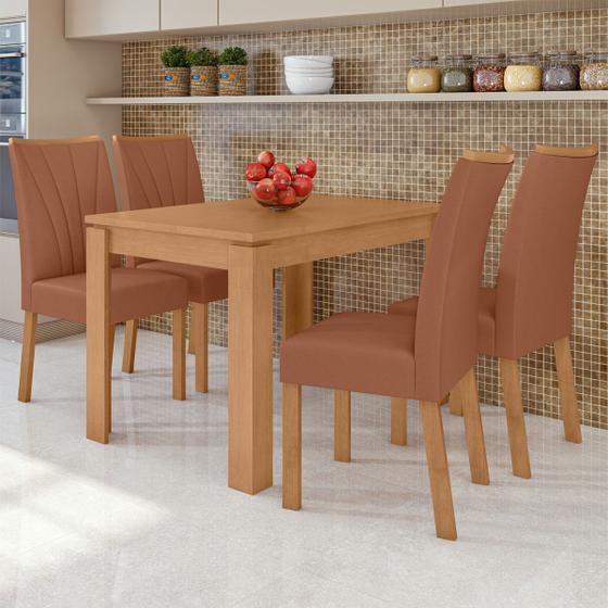 Imagem de Mesa de Jantar 4 Lugares Athenas Apogeu Amêndoa Clean/material sintético Caramelo - Móveis Lopas