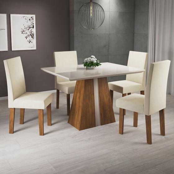 Imagem de Mesa de Jantar 4 Lugares Charm Seda/Nude/Off White - Viero Móveis