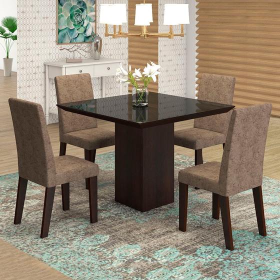 Imagem de Mesa de jantar 4 lugares geisa venus ameixa/malta/preto - viero móveis