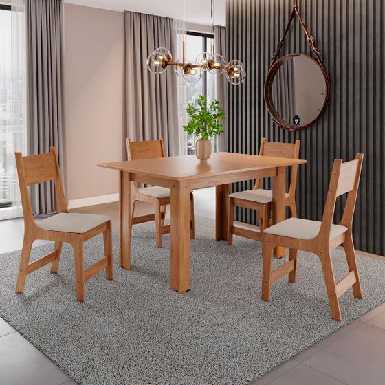 Imagem de Mesa de Jantar 4 Lugares Lisboa Canela Rústico/Off White - Art Panta
