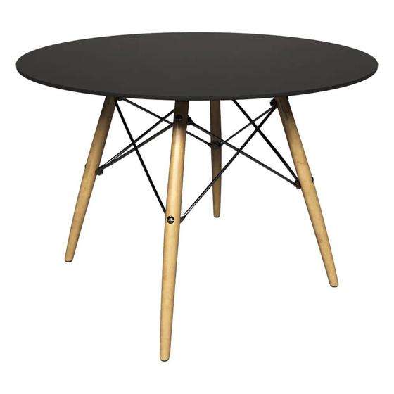 Imagem de Mesa de Jantar 4 Lugares Redonda 120cm Tampo MDF Pés Eiffel Paris R02 Preto - Mpozenato