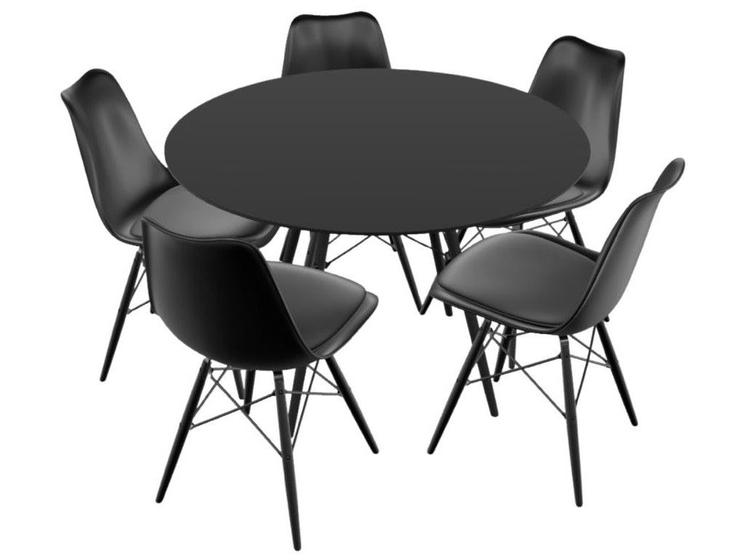 Imagem de Mesa de Jantar 5 Cadeiras Redonda Preta 