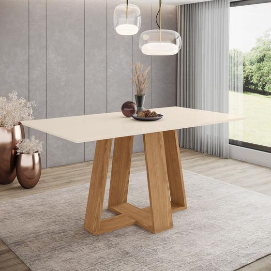 Imagem de Mesa de Jantar 6 Lugares 1,6m Tampo MDF Canto Reto Lins Henn