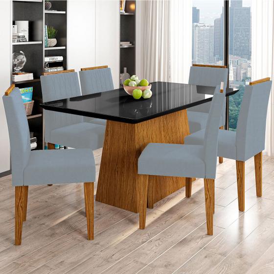 Imagem de Mesa de Jantar 6 Lugares Bárbara 1315 100% Mdf Ypê/Preto/Wd26 - New Ceval