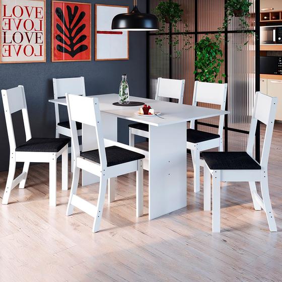 Imagem de Mesa de Jantar 6 Lugares Caribe Branco/Preto10082.2 - Indékes