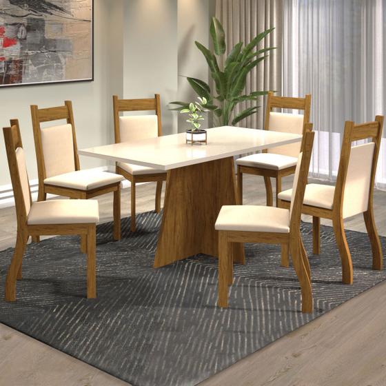 Imagem de Mesa de Jantar 6 Lugares Laurem Seda/Blonde/Nude - Viero Móveis