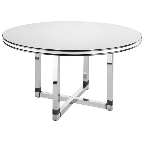 Imagem de Mesa de Jantar 6 Lugares Redonda Toronto Cromado Branco/Preto - Novabras