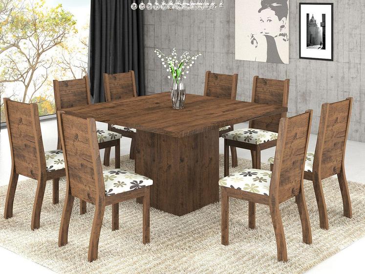 Imagem de Mesa de Jantar 8 Cadeiras Quadrada Viero Móveis 