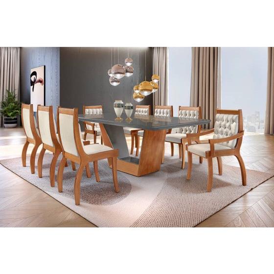 Mesa de jantar 8 lugares retangular moderna 2,20x1,10m - Rubi ...