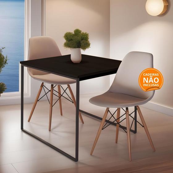 Imagem de Mesa de Jantar 80x80cm Estilo Industrial com Tampo de MDF Carvalho - Compacta e Moderna