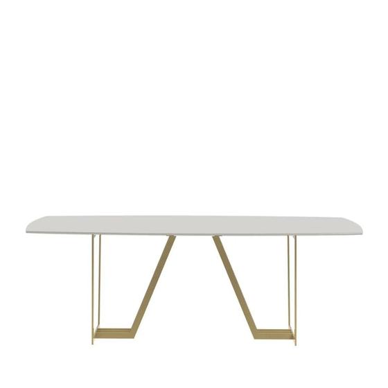 Imagem de Mesa de Jantar Albany 219cm - Off White Fosco / Dourado