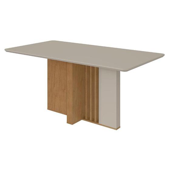 Imagem de Mesa de Jantar Astrid 160 cm Amêndoa Clean Off White Tampo com Vidro  Lopas