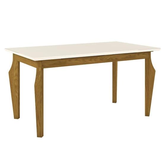 Imagem de Mesa de Jantar Ávila 160 cm Tampo Reto com Vidro Nature Off White  Henn