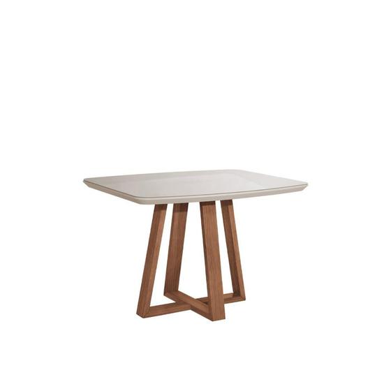 Imagem de Mesa de Jantar Bennett c/ Vidro Retangular 4 lugares 115 cm Natural Off White Província