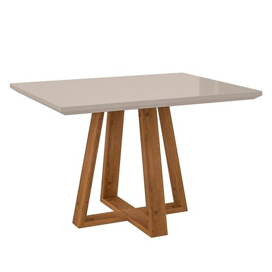 Imagem de Mesa de Jantar Brenda 120x90 Cm Off White Com Base de Madeira Mel N01 - D'Rossi