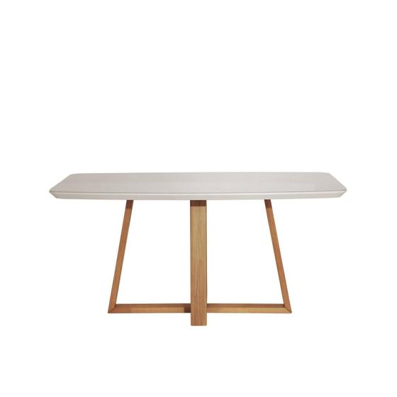 Imagem de Mesa de Jantar c/ Vidro Bennett 160 cm - Cinamomo/Off White