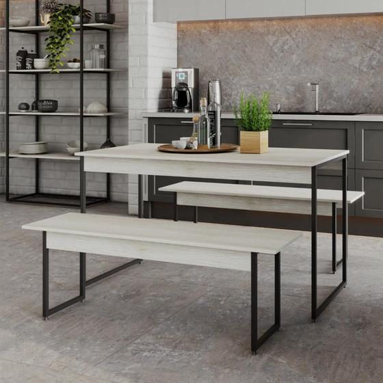 Imagem de Mesa de Jantar com 2 Bancos Estilo Industrial TUB